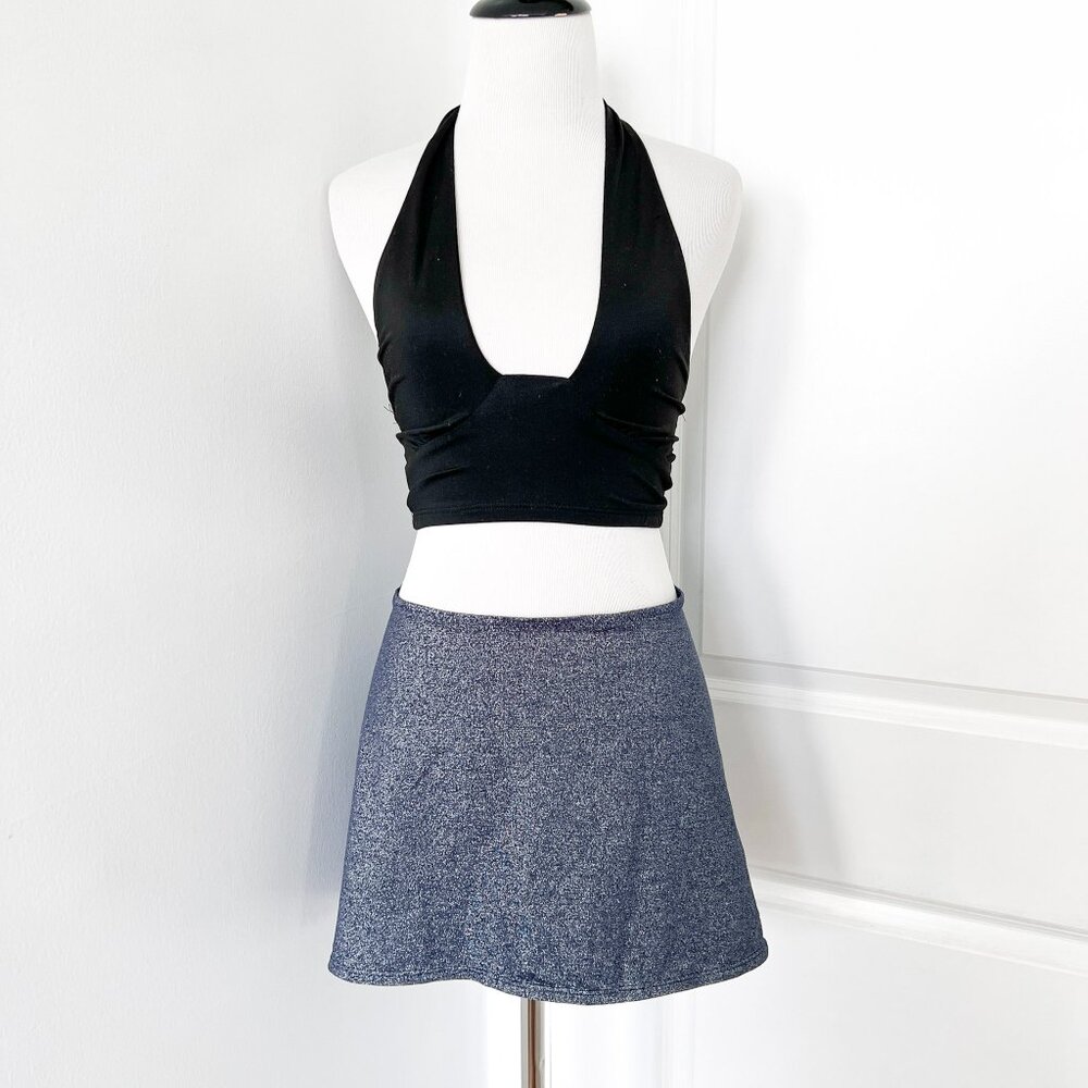 Raisins Beachwear Shimmery Blue and Silver Mini Skirt